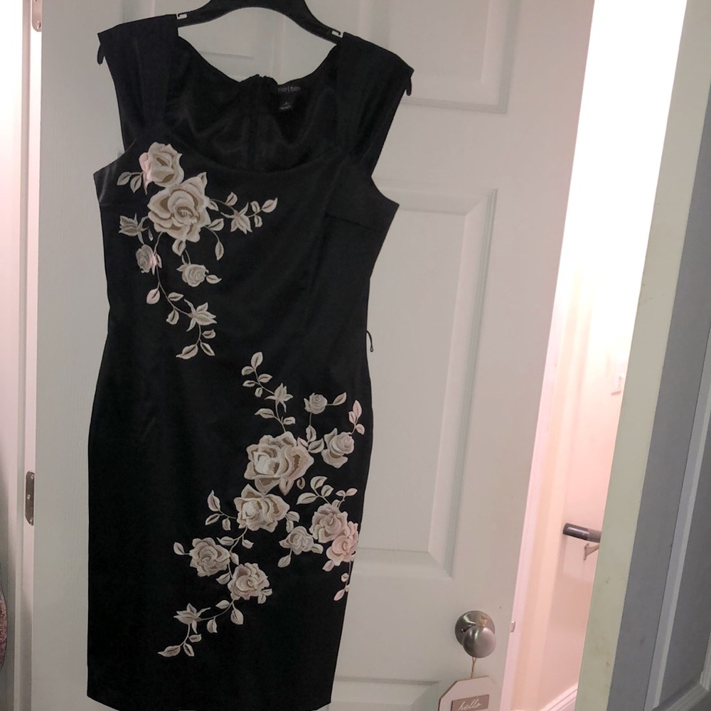 White House Black Market Asymmetrical Embellished Midi Dress